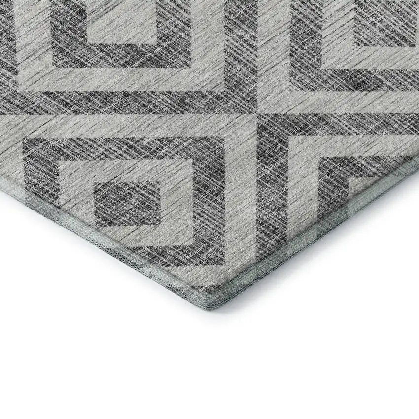 Gray And Silver Geometric Washable Area Rug With UV Protection Photo 8