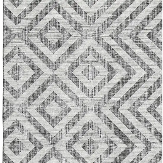 Gray And Silver Geometric Washable Area Rug With UV Protection Photo 3