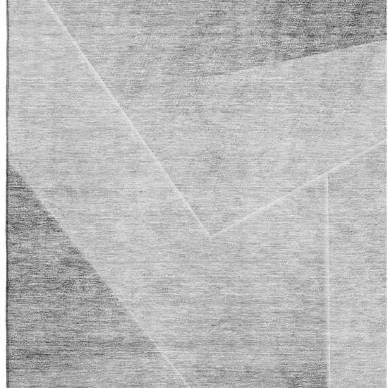 Gray And Silver Geometric Washable Area Rug With UV Protection Photo 3