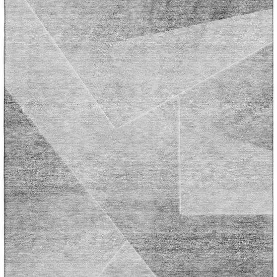 Gray And Silver Geometric Washable Area Rug With UV Protection Photo 3