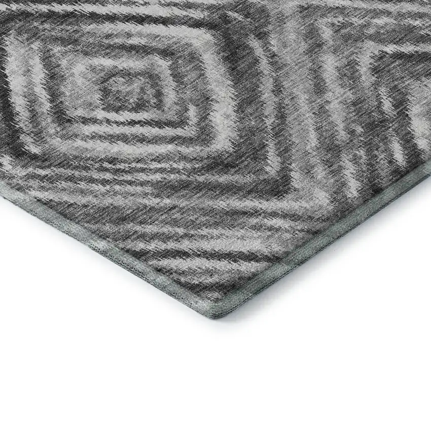 Gray And Silver Geometric Washable Area Rug With UV Protection Photo 8