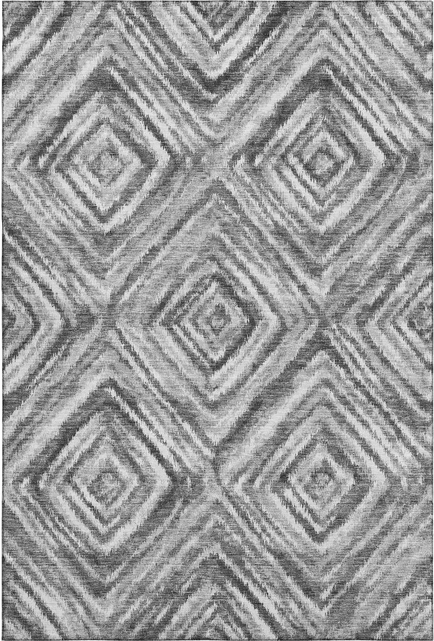 Gray And Silver Geometric Washable Area Rug With UV Protection Photo 1