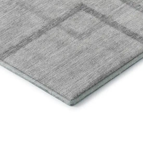 Gray And Silver Geometric Washable Area Rug With UV Protection Photo 8