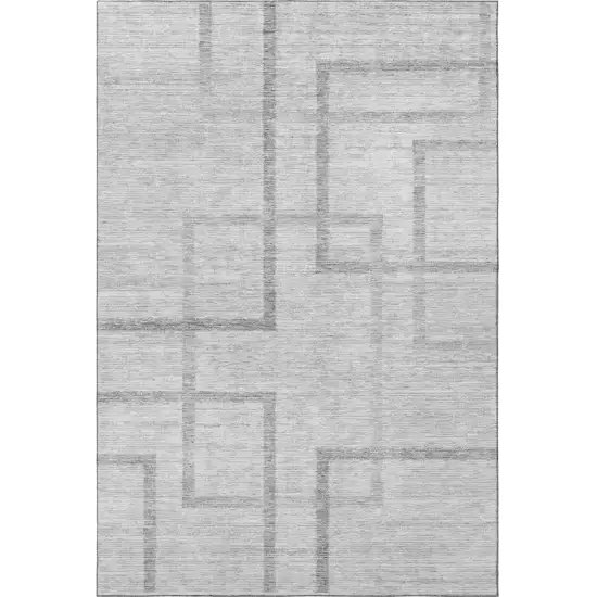 Gray And Silver Geometric Washable Area Rug With UV Protection Photo 4