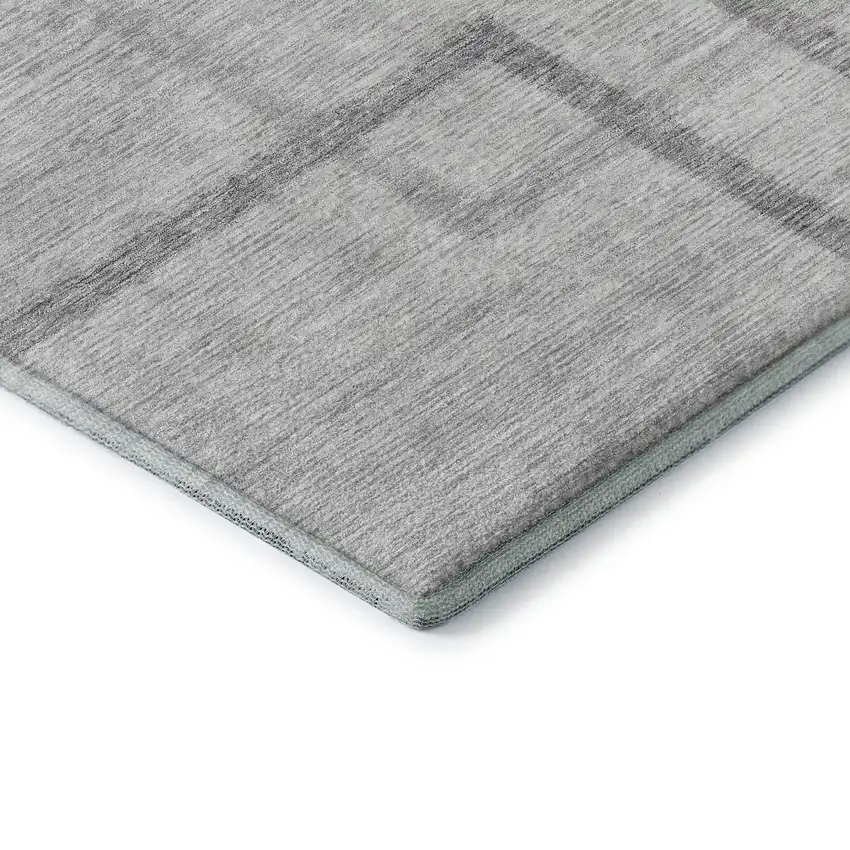 Gray And Silver Geometric Washable Area Rug With UV Protection Photo 8