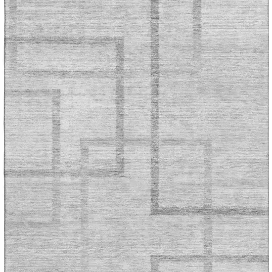 Gray And Silver Geometric Washable Area Rug With UV Protection Photo 4