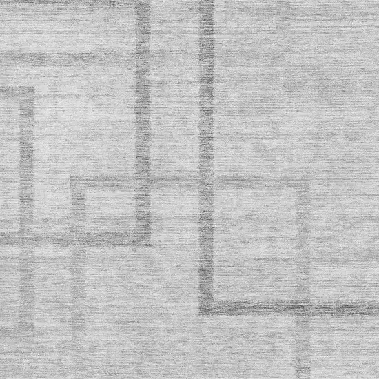 Gray And Silver Geometric Washable Area Rug With UV Protection Photo 3