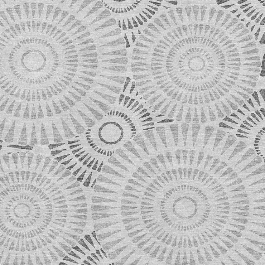Gray And Silver Geometric Washable Area Rug With UV Protection Photo 3