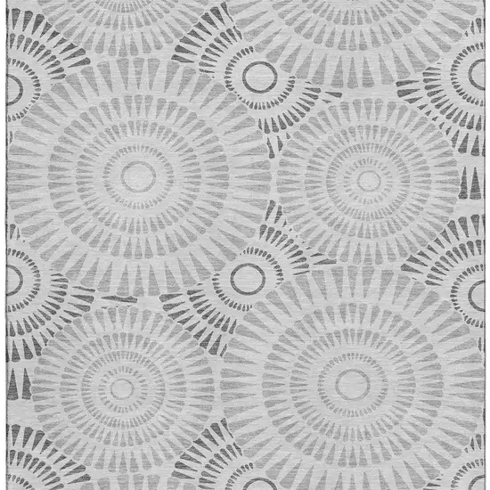 Gray And Silver Geometric Washable Area Rug With UV Protection Photo 4