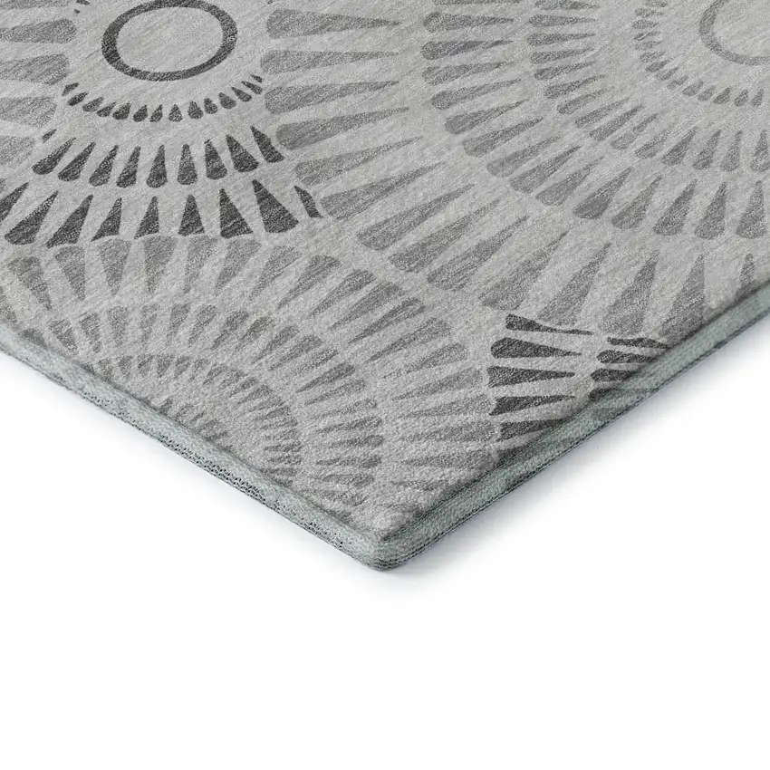 Gray And Silver Geometric Washable Area Rug With UV Protection Photo 8