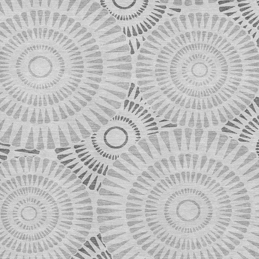 Gray And Silver Geometric Washable Area Rug With UV Protection Photo 3