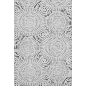 Photo of Gray And Silver Geometric Washable Area Rug With UV Protection