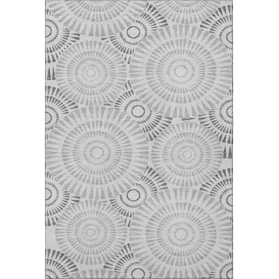 Gray And Silver Geometric Washable Area Rug With UV Protection Photo 3