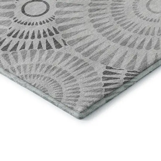 Gray And Silver Geometric Washable Area Rug With UV Protection Photo 7