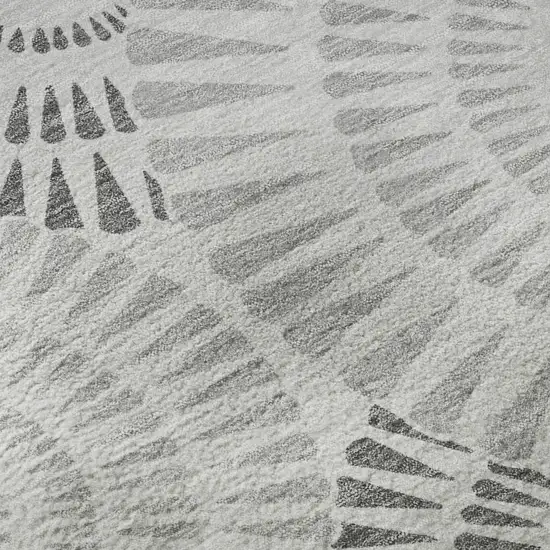 Gray And Silver Geometric Washable Area Rug With UV Protection Photo 9