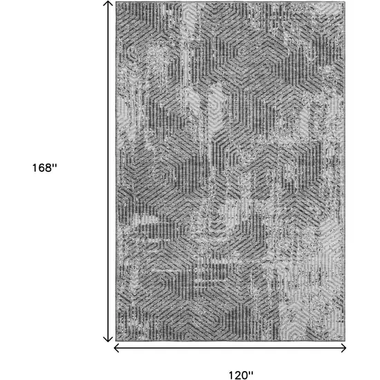 Gray And Silver Geometric Washable Area Rug With UV Protection Photo 3