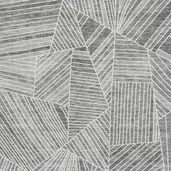Gray And Silver Geometric Washable Area Rug With UV Protection Photo 3