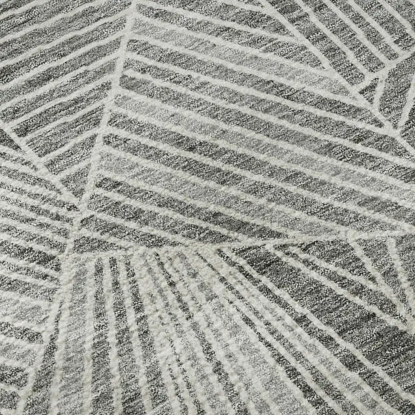 Gray And Silver Geometric Washable Area Rug With UV Protection Photo 8