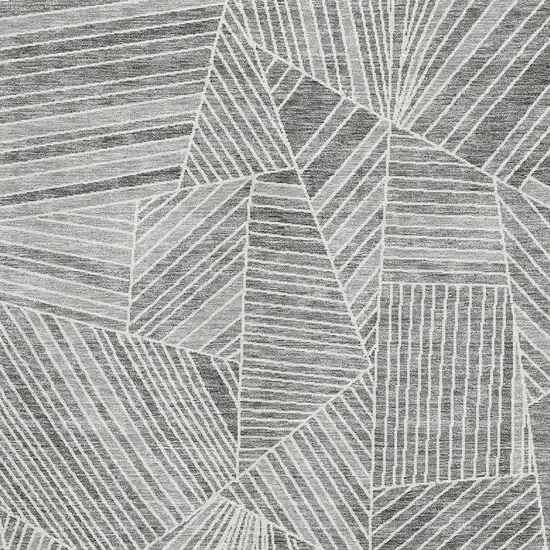 Gray And Silver Geometric Washable Area Rug With UV Protection Photo 3