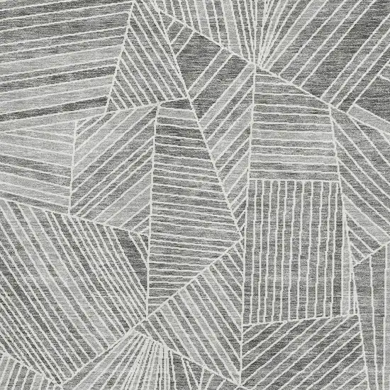Gray And Silver Geometric Washable Area Rug With UV Protection Photo 3