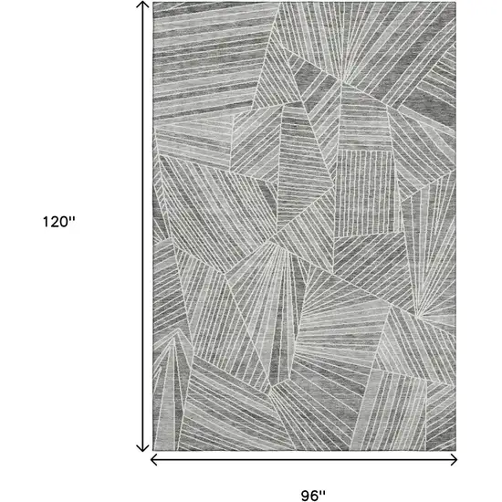 Gray And Silver Geometric Washable Area Rug With UV Protection Photo 3