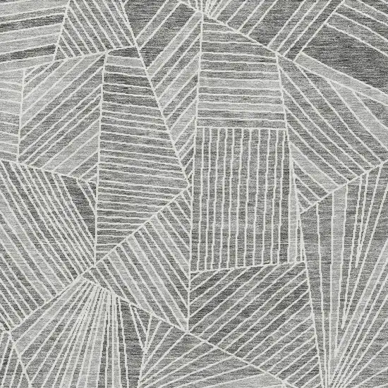 Gray And Silver Geometric Washable Area Rug With UV Protection Photo 3