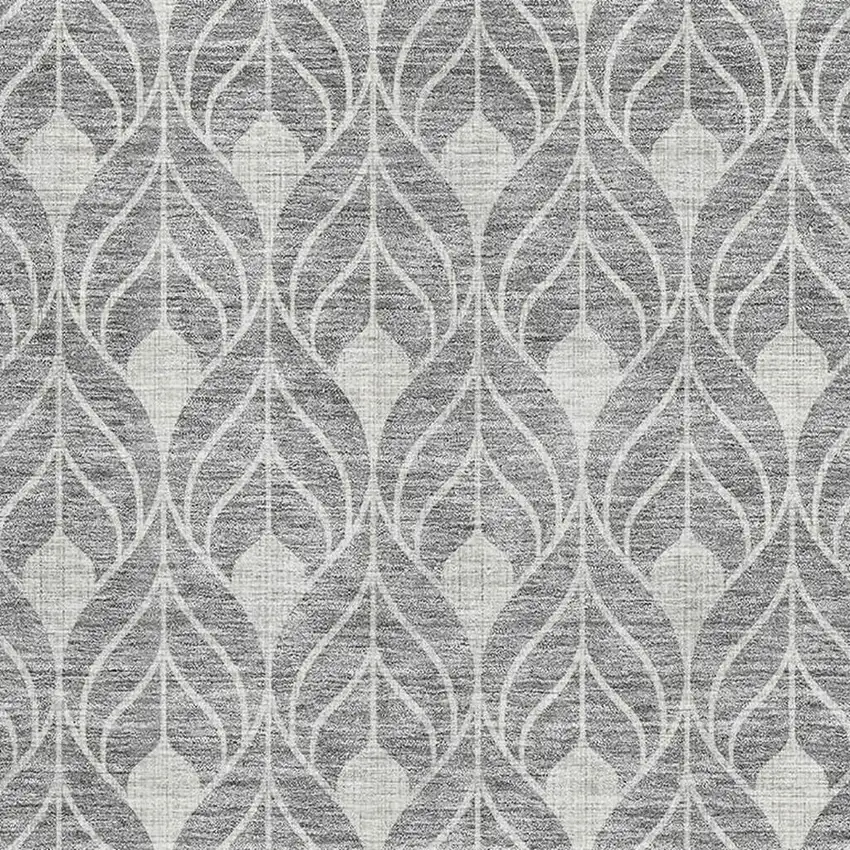 Gray And Silver Geometric Washable Area Rug With UV Protection Photo 2