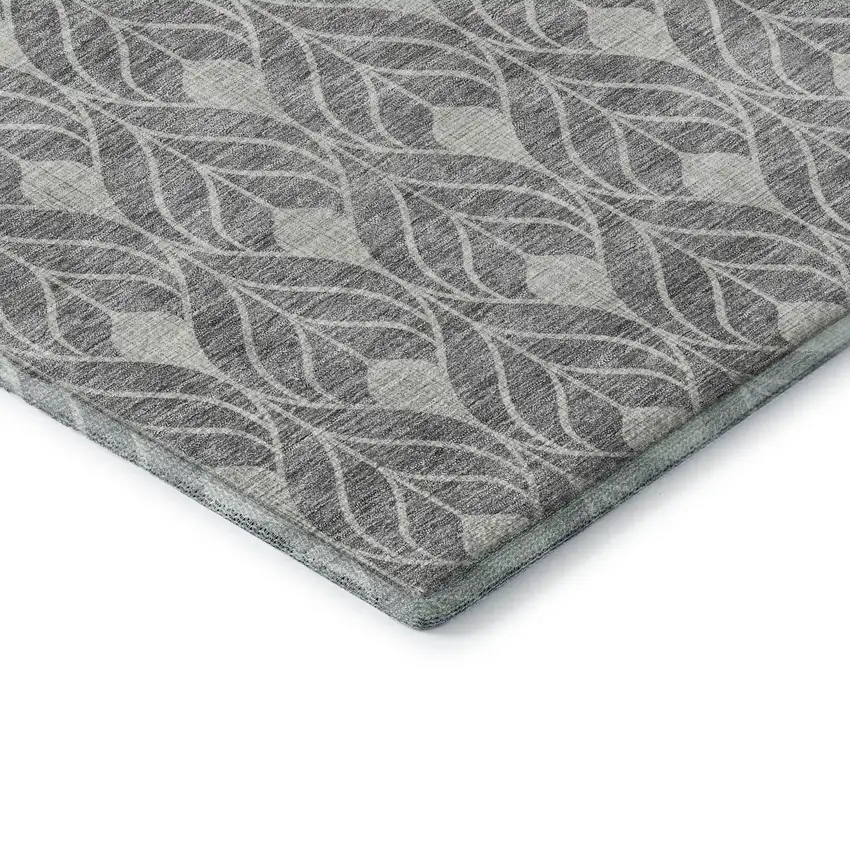 Gray And Silver Geometric Washable Area Rug With UV Protection Photo 7