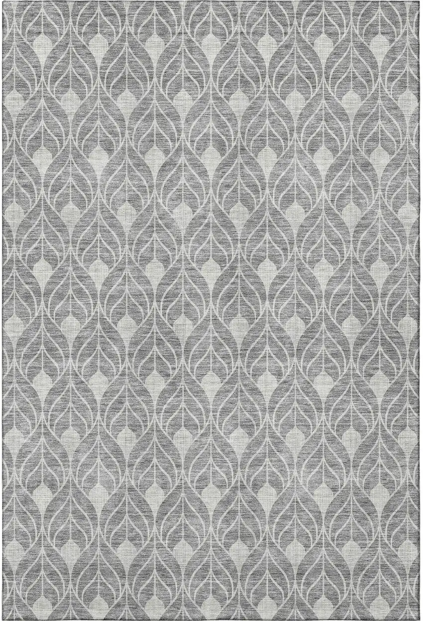 Gray And Silver Geometric Washable Area Rug With UV Protection Photo 3
