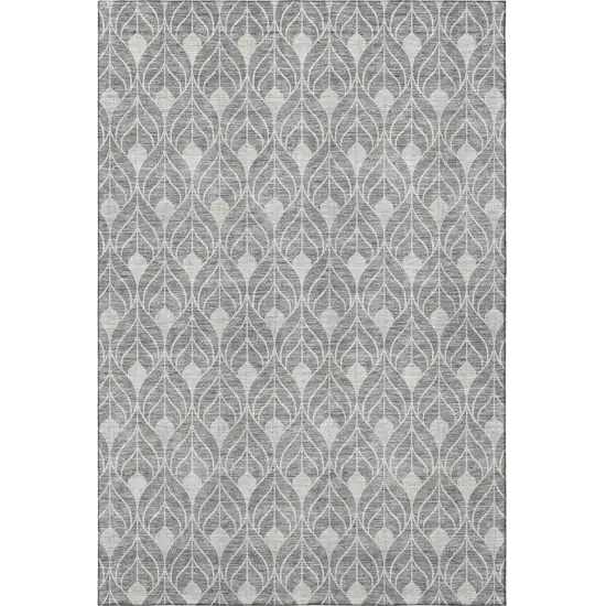 Gray And Silver Geometric Washable Area Rug With UV Protection Photo 3