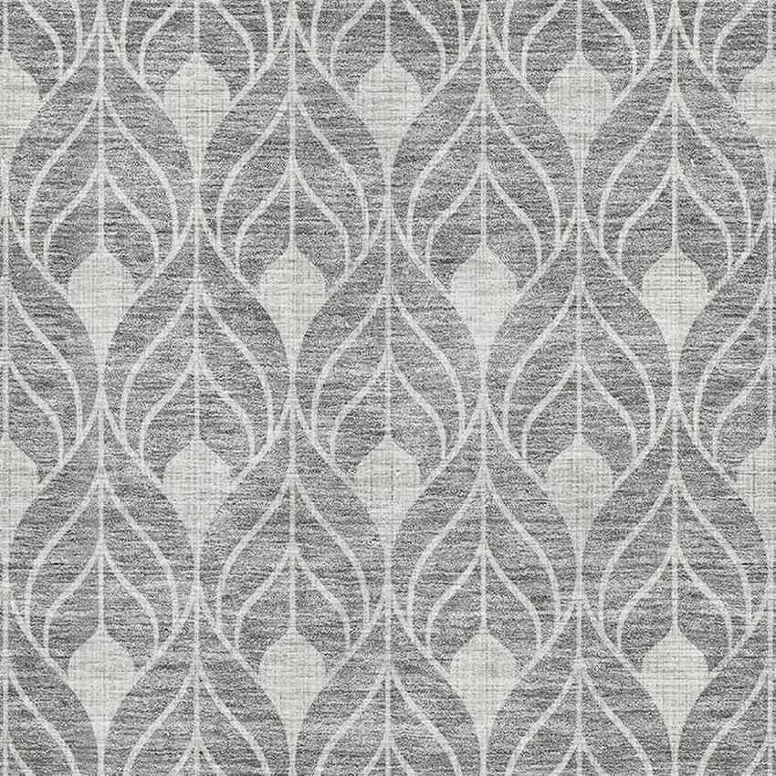 Gray And Silver Geometric Washable Area Rug With UV Protection Photo 2