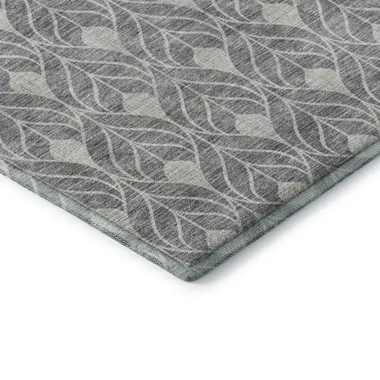 Gray And Silver Geometric Washable Area Rug With UV Protection Photo 7