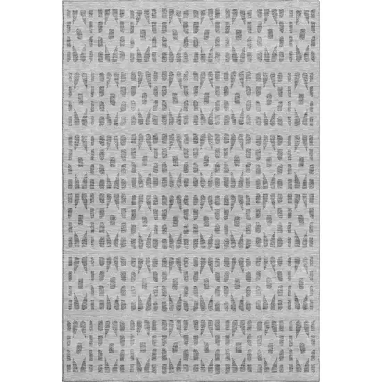 Gray And Silver Geometric Washable Area Rug With UV Protection Photo 1