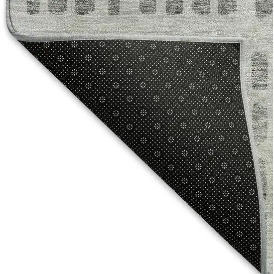 Gray And Silver Geometric Washable Area Rug With UV Protection Photo 6