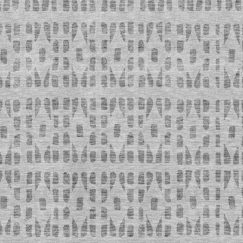 Gray And Silver Geometric Washable Area Rug With UV Protection Photo 2