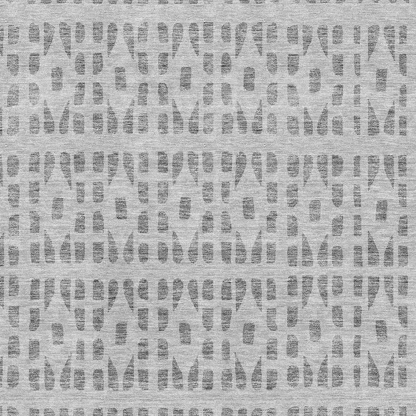 Gray And Silver Geometric Washable Area Rug With UV Protection Photo 2