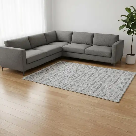 Gray And Silver Geometric Washable Area Rug With UV Protection Photo 2