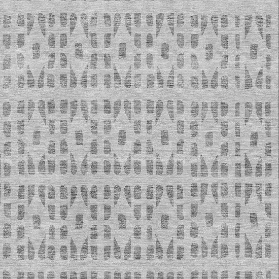 Gray And Silver Geometric Washable Area Rug With UV Protection Photo 2