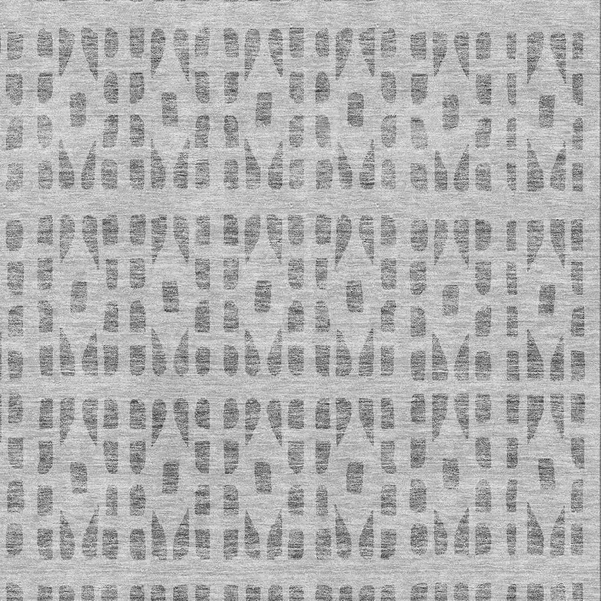 Gray And Silver Geometric Washable Area Rug With UV Protection Photo 2