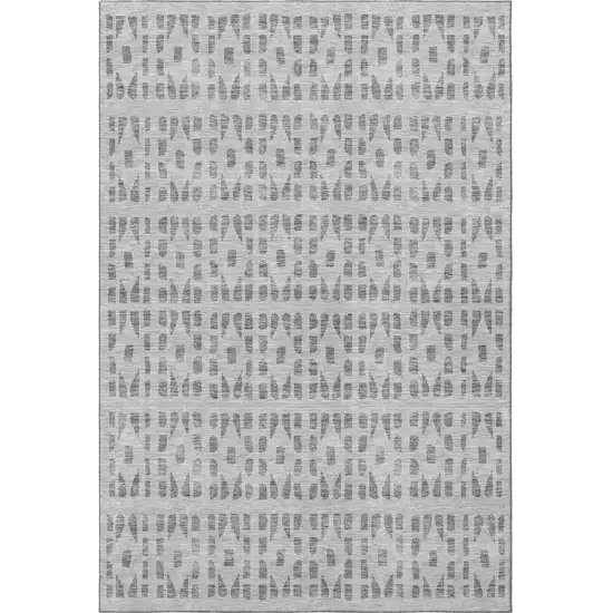 Gray And Silver Geometric Washable Area Rug With UV Protection Photo 3