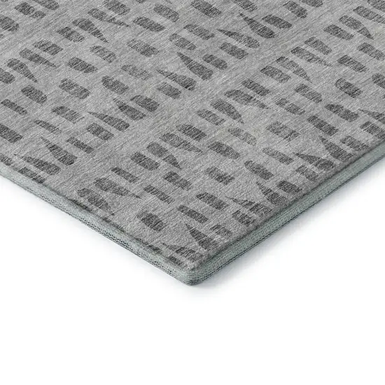 Gray And Silver Geometric Washable Area Rug With UV Protection Photo 7