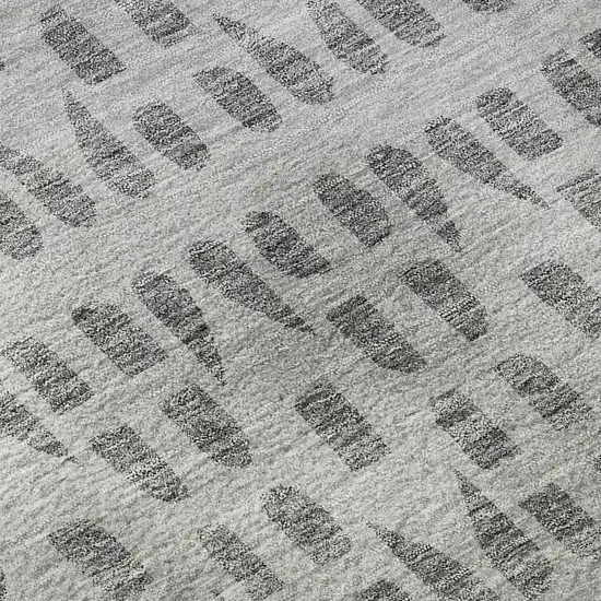Gray And Silver Geometric Washable Area Rug With UV Protection Photo 9