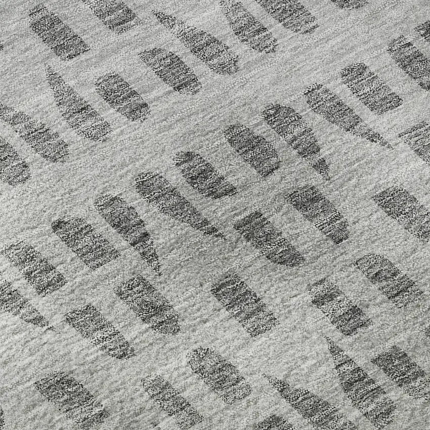 Gray And Silver Geometric Washable Area Rug With UV Protection Photo 9