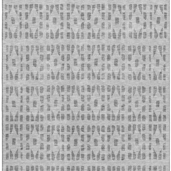 Gray And Silver Geometric Washable Area Rug With UV Protection Photo 2