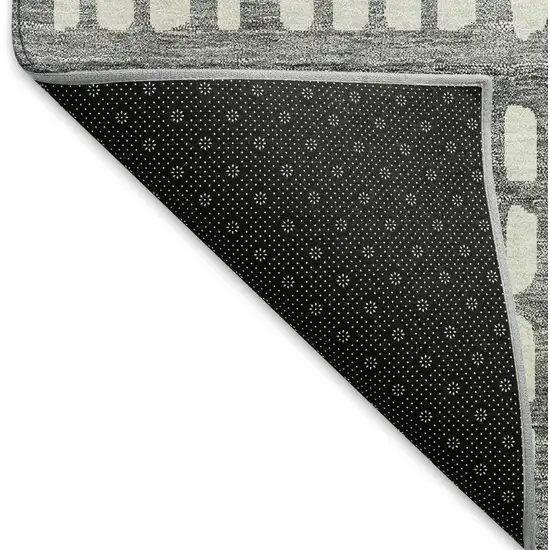 Gray And Silver Geometric Washable Area Rug With UV Protection Photo 6