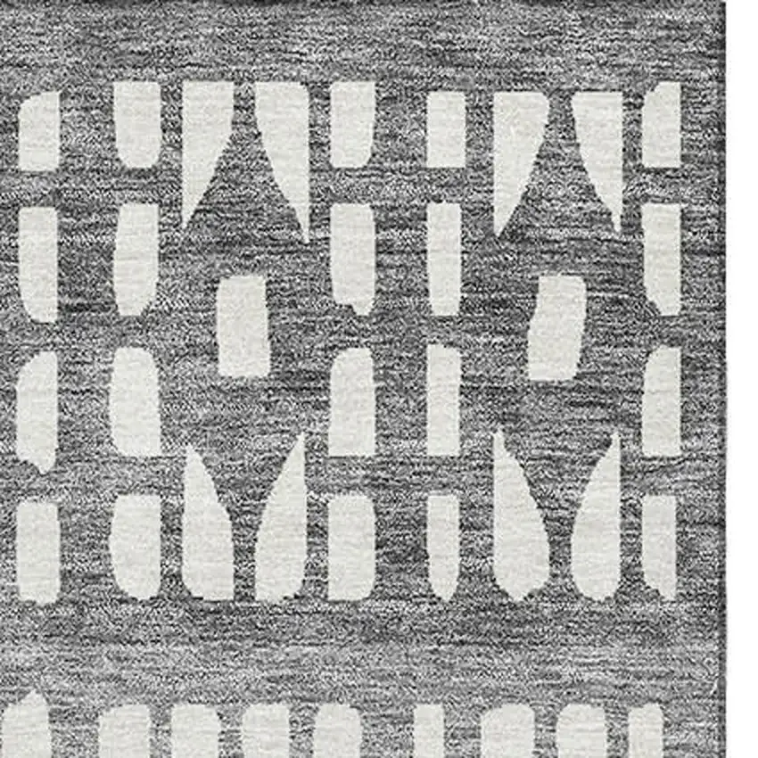 Gray And Silver Geometric Washable Area Rug With UV Protection Photo 3