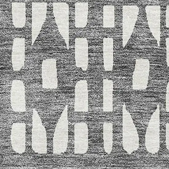Gray And Silver Geometric Washable Area Rug With UV Protection Photo 2