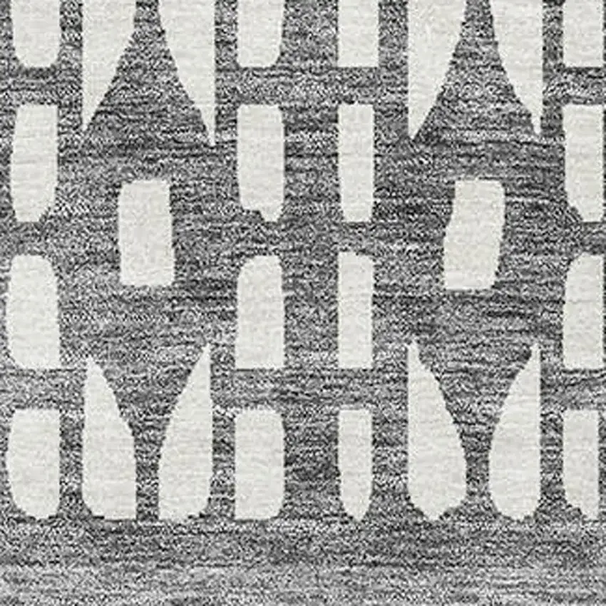 Gray And Silver Geometric Washable Area Rug With UV Protection Photo 2