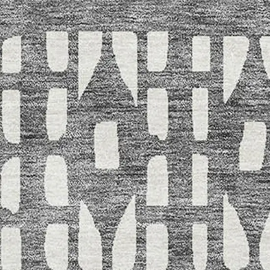 Gray And Silver Geometric Washable Area Rug With UV Protection Photo 2