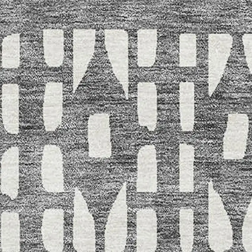 Gray And Silver Geometric Washable Area Rug With UV Protection Photo 2